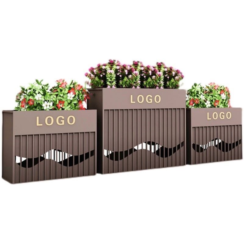 不锈钢户外隔断花箱室外t组合花器花架H售楼部广场铁艺花坛花槽定