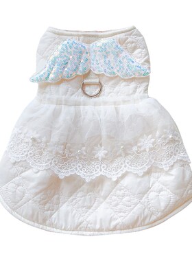 极速KZ甜蜜天使棉裙o 秋冬宠物小奶狗狗厚衣服猫咪比熊幼犬装 带