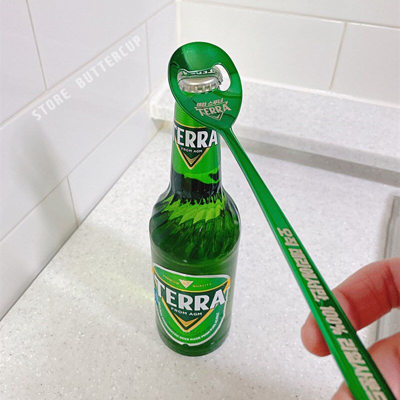 韩国直邮terra镭射绿色多B功能创意啤酒勺子开瓶器开酒瓶起子