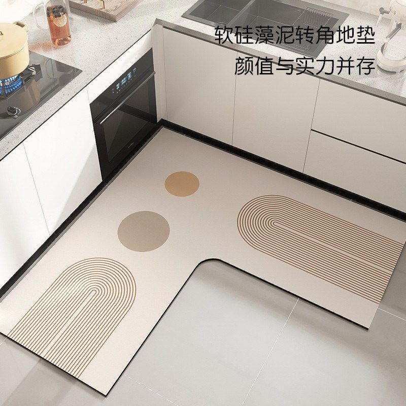 厨房专用地垫2024新p款免洗可擦吸水垫防滑防油脚垫硅藻泥L型地毯,居家布艺,厨房地垫,淘宝优惠券,粉丝福利购,淘宝优惠卷