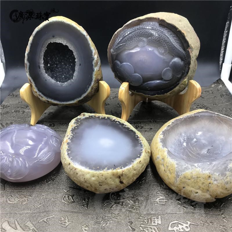 真品玛瑙a水胆原石摆件手工雕刻玛瑙水胆玉髓手把件工艺品