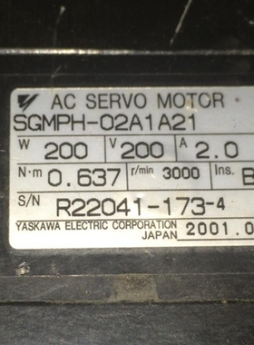 议价B037*SGMPH-02A1A21 二手安川电机带ANFJM-K20-SV-9