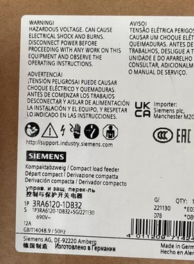 议价【议价】3RA6120-1DB32 SIRIUS 紧凑型负荷馈线