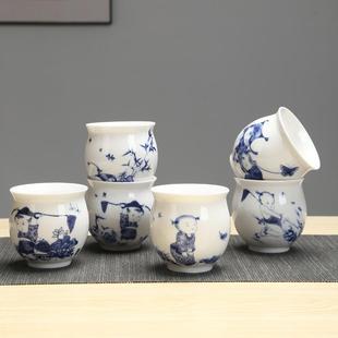 陶瓷功夫茶杯双层瓷杯不烫手杯子70毫升小茶杯主人杯童趣家用待客