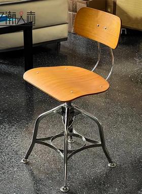 loft工业风椅子简约靠背旋转升降餐桌椅复古曲木咖啡椅设计师餐椅