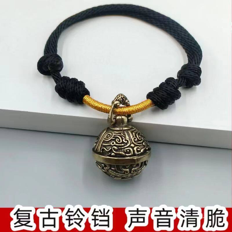 狗狗项圈手工编织可调节防脱黄铜大铃铛泰迪金毛小中大型宠物圈