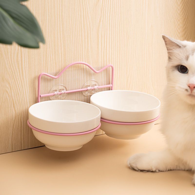 宠物碗防打翻狗狗饭碗猫咪水碗固定架猫狗食盆宠物用品贴墙式猫碗