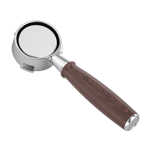 露茉58mm无底手柄不锈钢木纹握把咖啡机配件器具