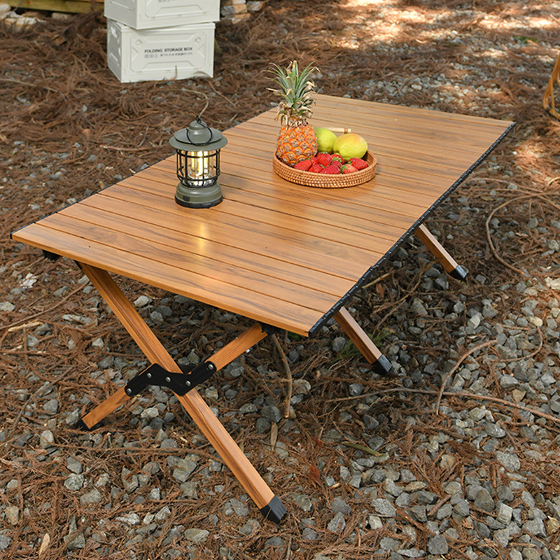 户外折叠桌子铝合金蛋卷桌露营装备野餐用品便携式桌椅碳钢烧烤桌