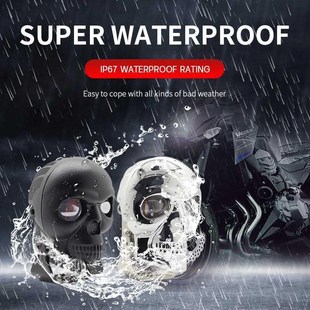 哈外置托d车大灯鬼火骷髅头l摩托骷髅e射L灯强光黄白双色雷复摩古