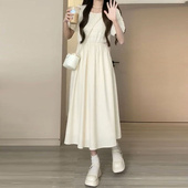 夏季 白色连衣裙子女2024新款 初恋长裙气质感小众设计 垂感法式