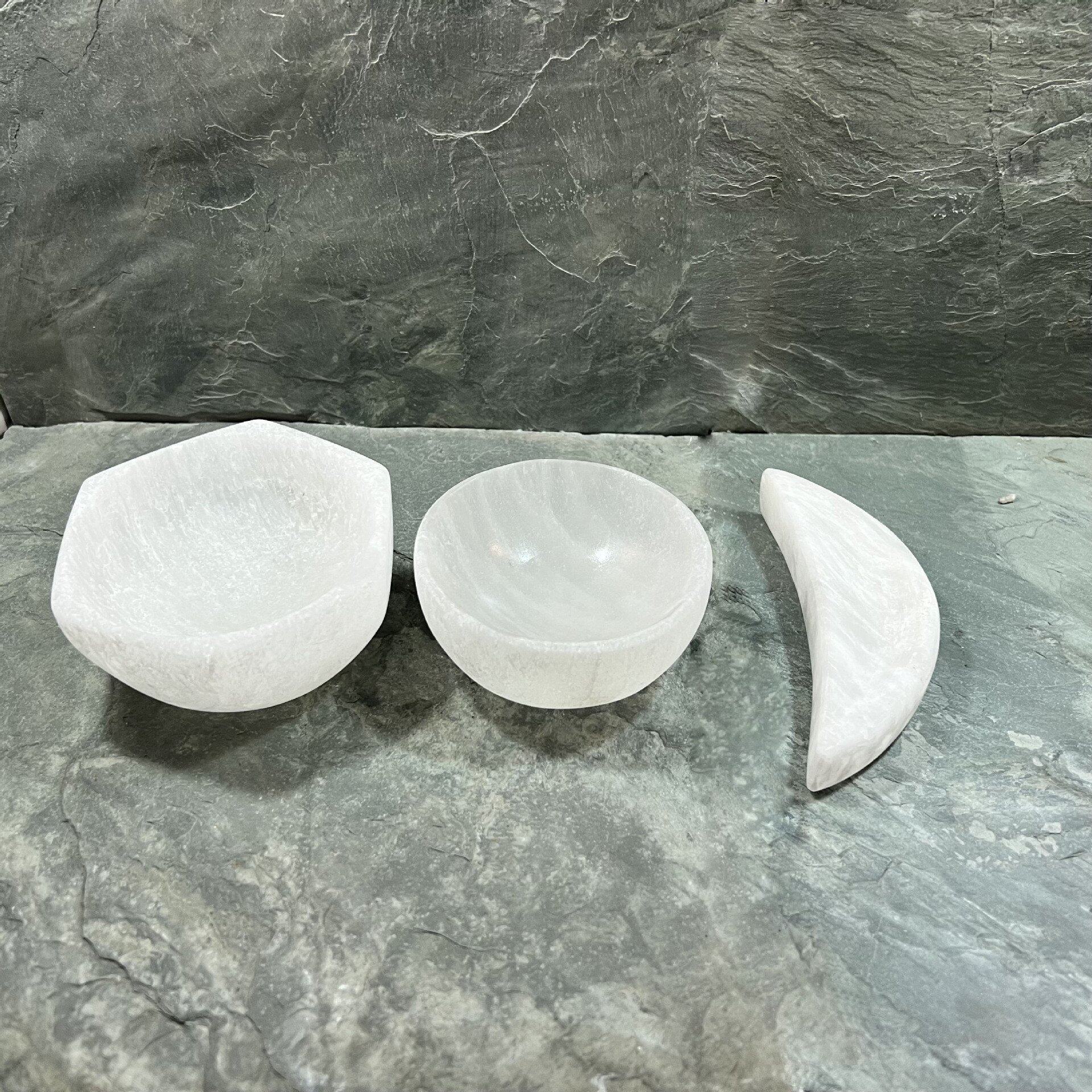天然石膏碗原石雕刻工艺品透明摩洛哥摆件新中式家居办公桌装饰
