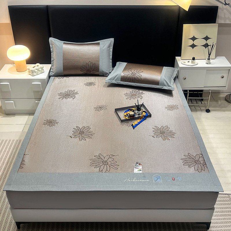 夏季刺绣提花冰藤席床席学生单人三件套席子冰丝凉席夏季床笠款冰,床上用品,冰丝席,淘宝优惠券,粉丝福利购,淘宝优惠卷