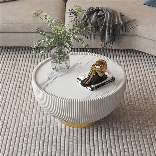 定制芝蓉 意式轻奢茶几圆形小户型创意岩板客厅皮艺组合现代简约