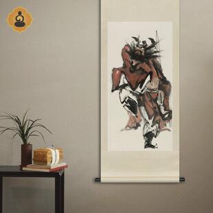 竖幅写意水墨人物国画钟馗纳福画像书房玄关中式画轴卷轴画框挂画