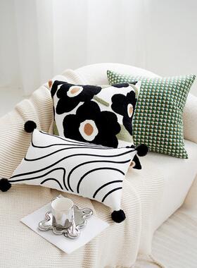 纯色长毛绒绿色橄榄绿枕套斯堪的纳维亚无障碍豪华覆古沙发客厅枕