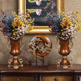 中美古典豪华花瓶饰品三件套客厅电视柜酒柜入口装饰插花