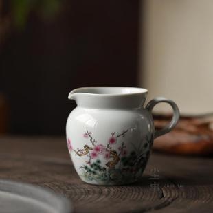 素影陶瓷汝窑公道杯单个茶海家用大容量公杯功夫茶具零配件分茶器