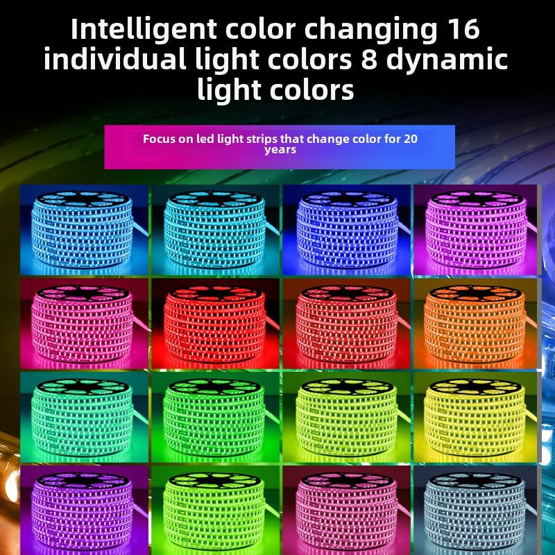 灯带led三色客厅吊顶220v霓虹家用遥控七彩变色户外超亮防水灯条