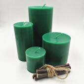 欧式 绿色圆柱蜂蜡蜡烛 天然蜜蜡纯手工创意工艺 古典烛台烛光餐桌