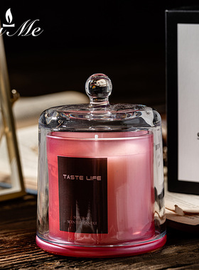 香薰金钟罩玻璃杯蜡烛摆件