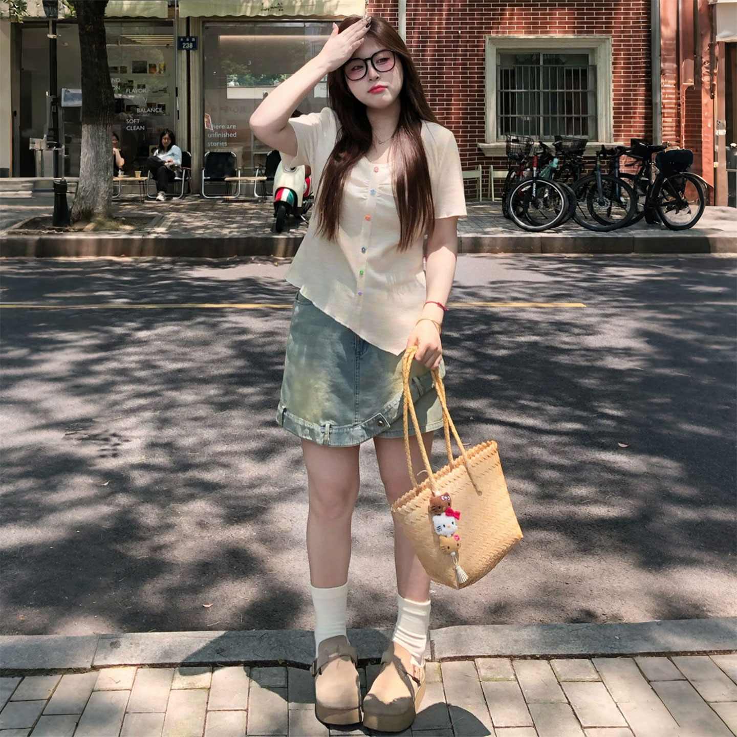 大码女装复古高腰牛仔半身裙