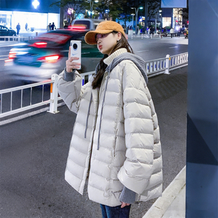宽松加厚保暖百搭棉衣外套 韩系简约连帽棉服女冬季 300斤大码 女装