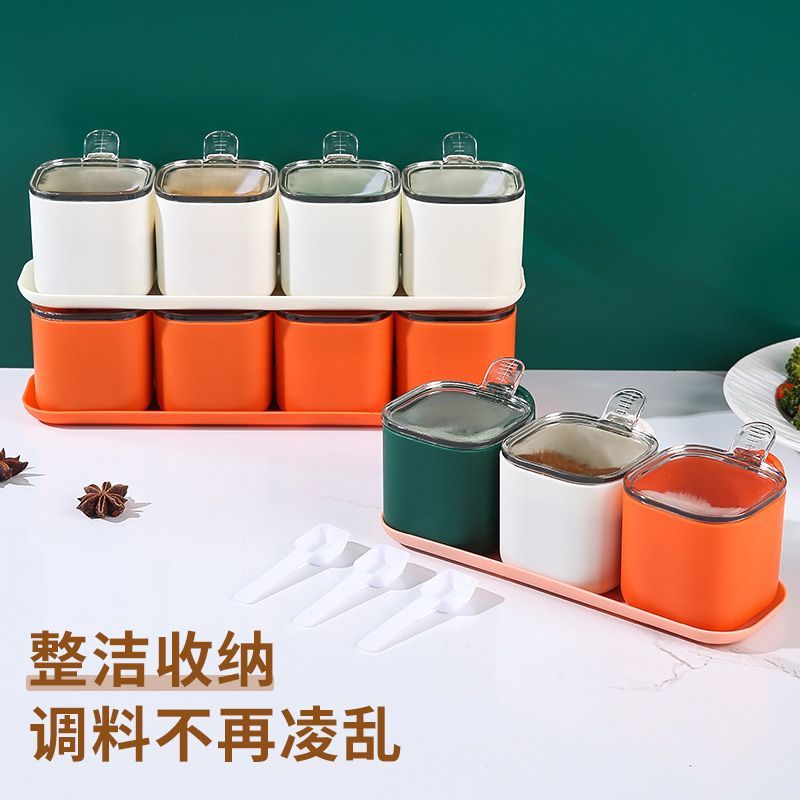 厨房多格调料收纳盒家用组合盐罐佐料味精一体调味瓶套装图片