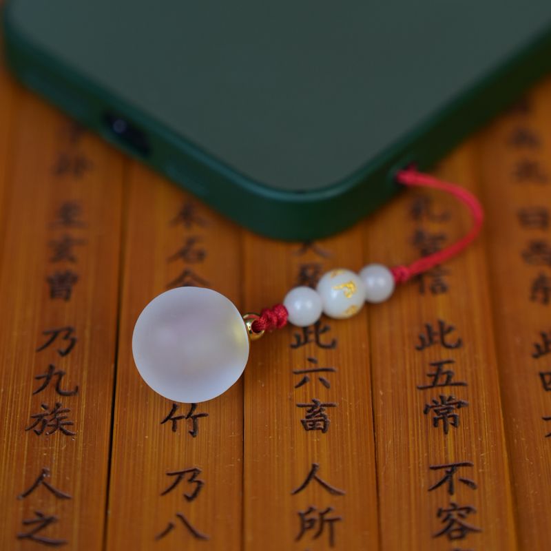 可装胎毛朱砂香水磨砂水晶空心吊坠手机链胎发随身创意挂件