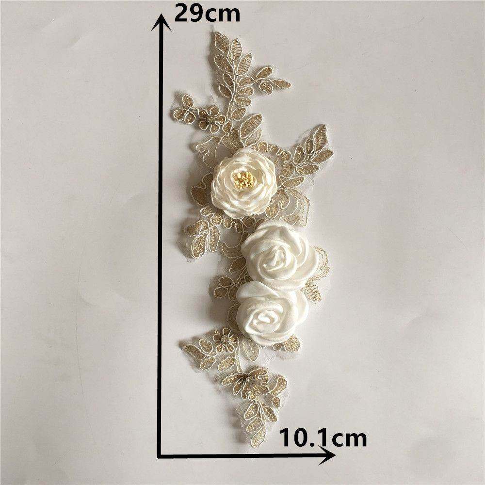 衣服DIY缝纫装饰配件3D立体花朵蕾丝刺绣水钻花边服装辅料