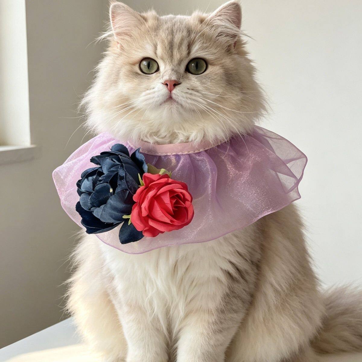 油画风宠物花朵围脖猫咪可爱狗狗项圈夏日拍照装饰口水巾