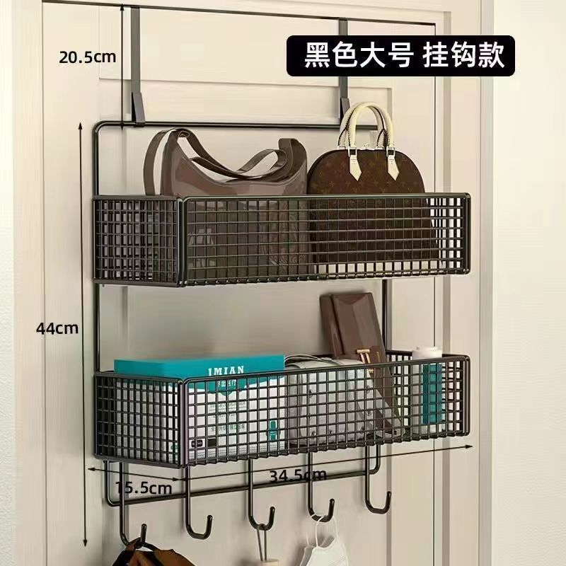 玄关门后挂钩置物架墙上壁挂衣帽收纳架子宿舍卧室侧挂免打孔