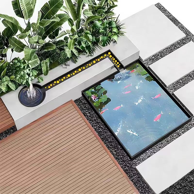 酒店别墅花园庭院户外鱼池水池装饰水幕墙屏风隔T断简约流水摆件