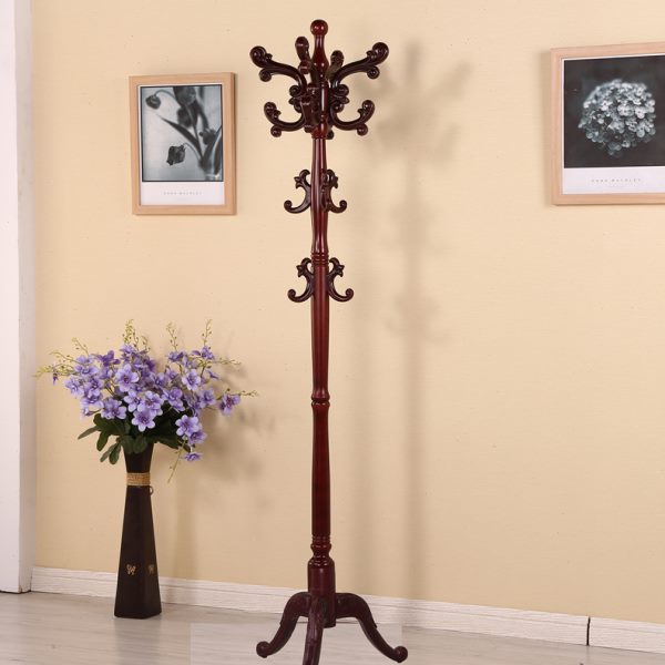 盛连实木衣帽架 挂衣架落地卧室欧式客厅现代简约衣服架组装家用