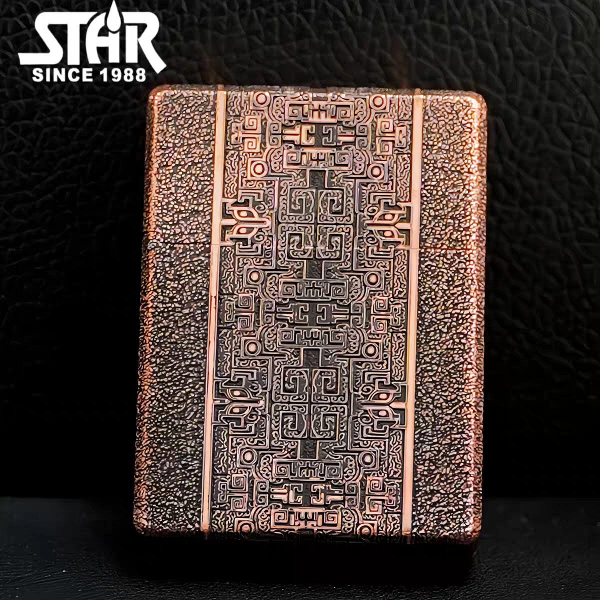 STAR恒星ST9紫铜六面雕刻唐纹煤油打火机紫铜煤油机送男友