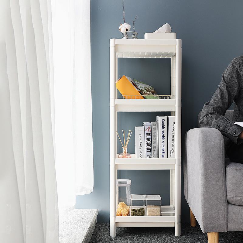 厨房置物架卫生间落地多层收纳架长方形塑料储物架家用加厚耐用