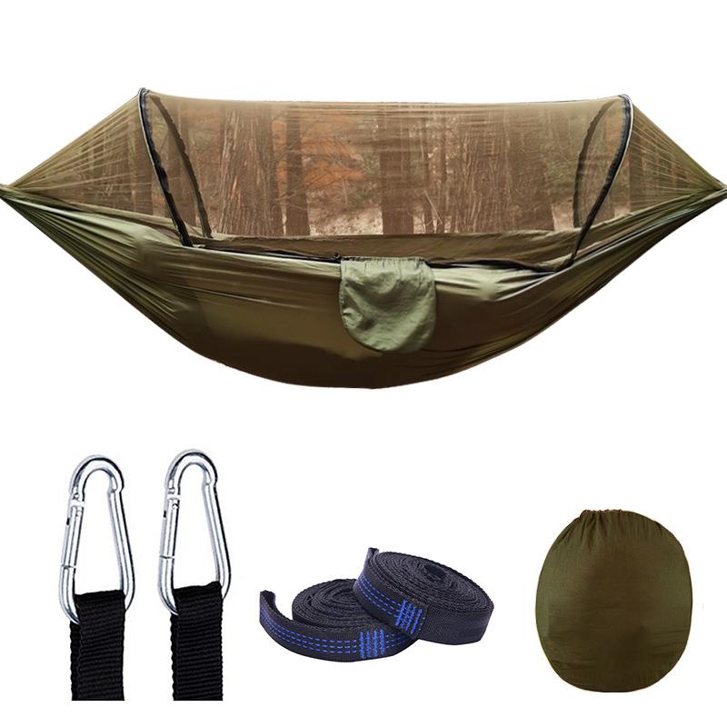 自动速开蚊帐吊床户外野营撑杆蚊帐吊床防侧翻尼龙吊床带蚊帐