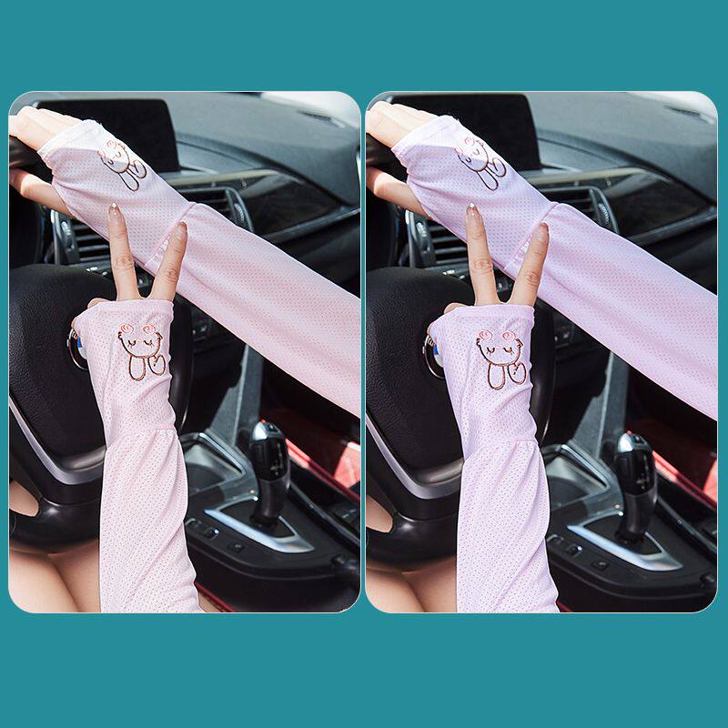 여성용 아이스 실크 자외선 차단 슬리브 여름용 느슨한 슬리브 대형 아이스 슬리브 자외선 차단 운전 팔 보호 슬리브