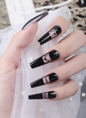 极速24Pcs Press On Nails Cowffin False Nails Sexy Patn Desig