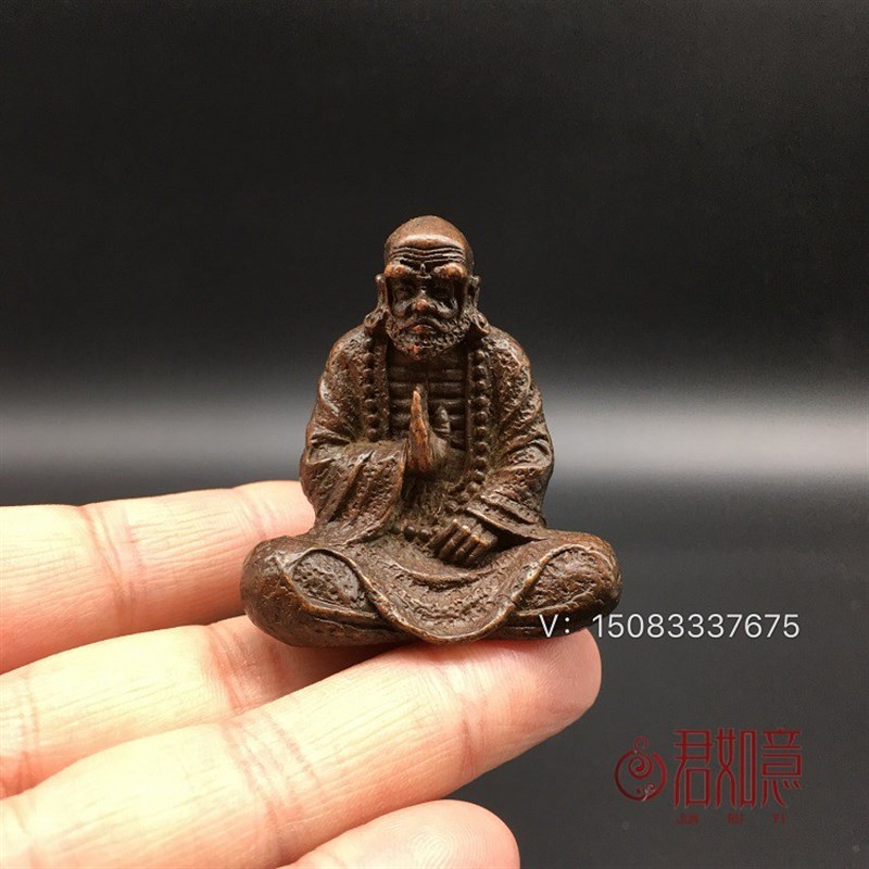 纯铜达摩祖师小摆件实心铜菩提达摩佛祖摆件铜佛佛祖精Z雕铜器古