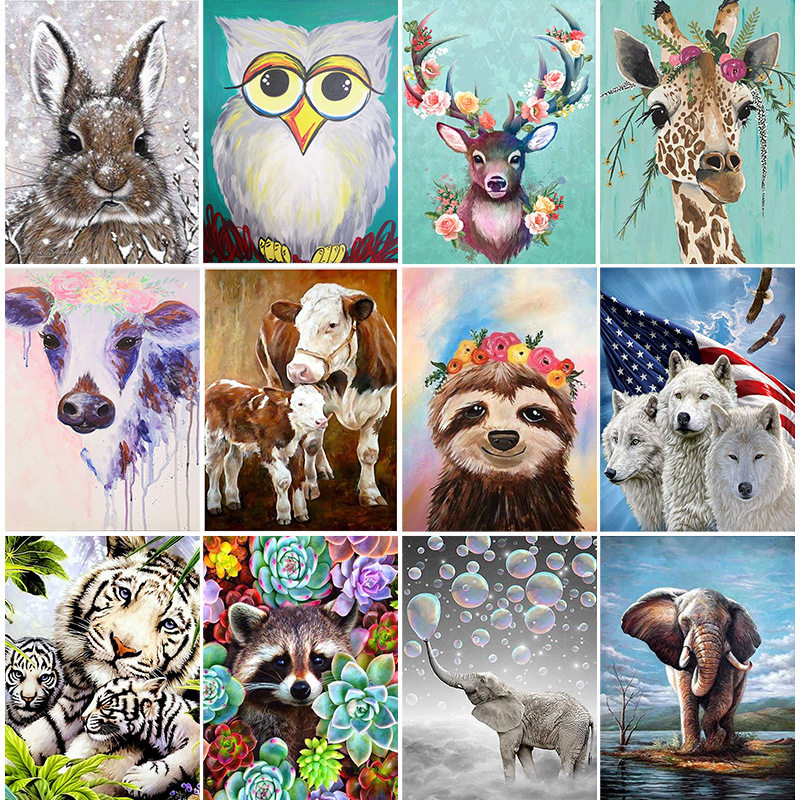 极速5D DIY Diamond Painting Flower Animal GiraffeT Lion Tige