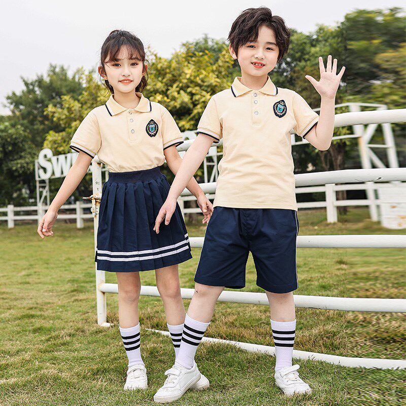 新品小学生校服定制班p服短袖夏款幼儿园园服老师学院风运动套装