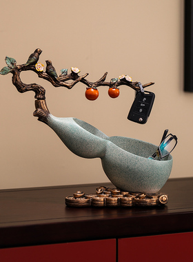 极速新中式钥匙收纳摆件创意入户玄关F葫芦招财装饰品家居客厅桌