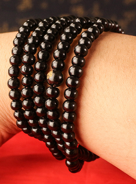 桃木手链情侣e念珠手串108颗男士女士款木质多圈平安珠挂件首饰装