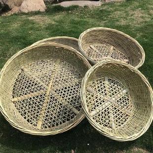 极速竹编晒盘竹编豆腐q筛子有孔大小网圆形晾晒塞家用纯手工簸箕