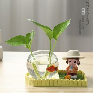 乡村家用花器透明水培玻I璃瓶电视柜温3馨M耐用茶桌少女房桌面儿