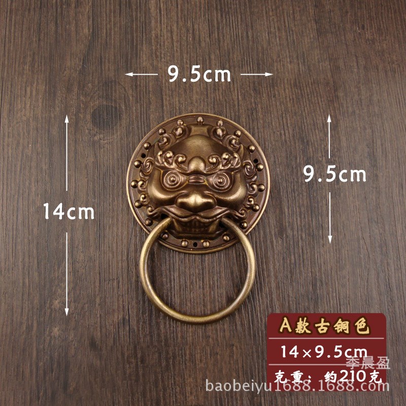 A款中式仿古门环拉手兽头狮头虎头大门拉手对开门木门庭院铜拉环