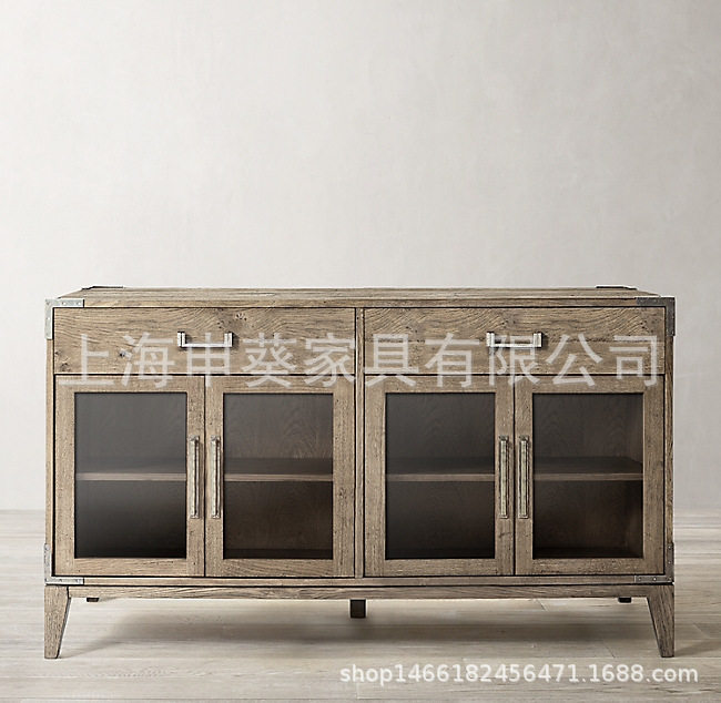 美式乡村复古轻奢储物收纳餐边柜实木经典家用餐厅民宿别墅样板房