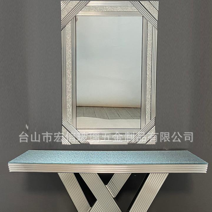 2023流行款压花玻璃美式镜面案台玄关置物台客厅展台样板房陈列架