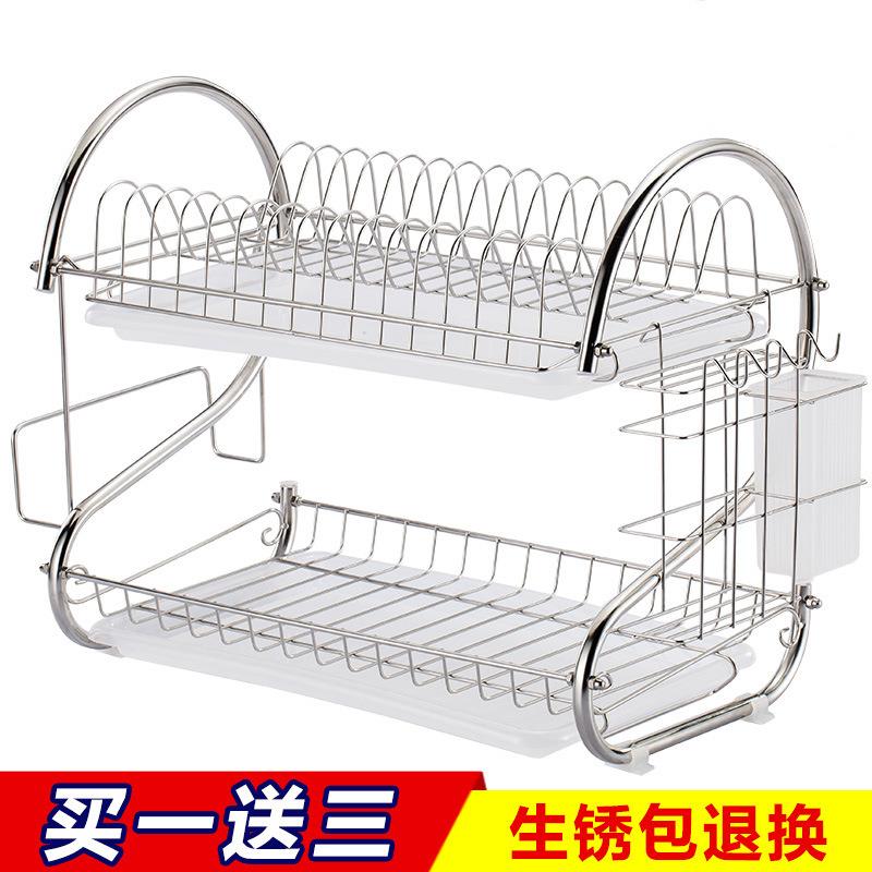不锈钢色碗架沥水碗架盘子凉晾放控水架厨房置物架装碗筷收赵之吴
